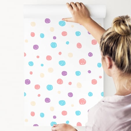 Tapeta Dla Dzieci Pastelowe KROPKI Groszki