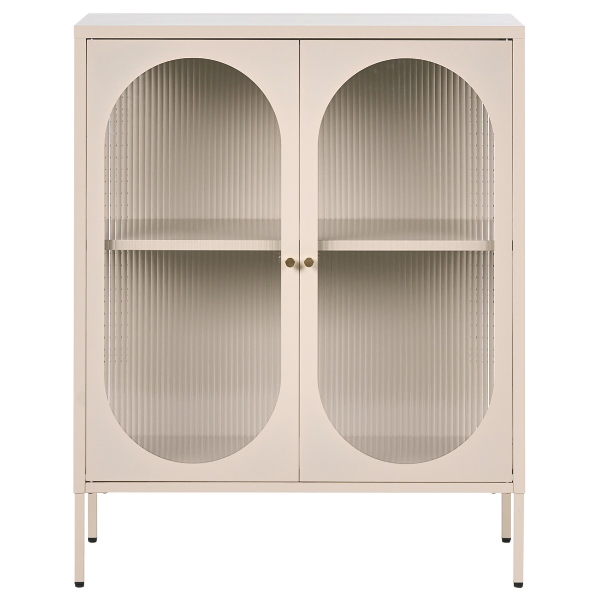 Szafka ze szklanymi drzwiami SARRE Metal 90 cm Beżowy