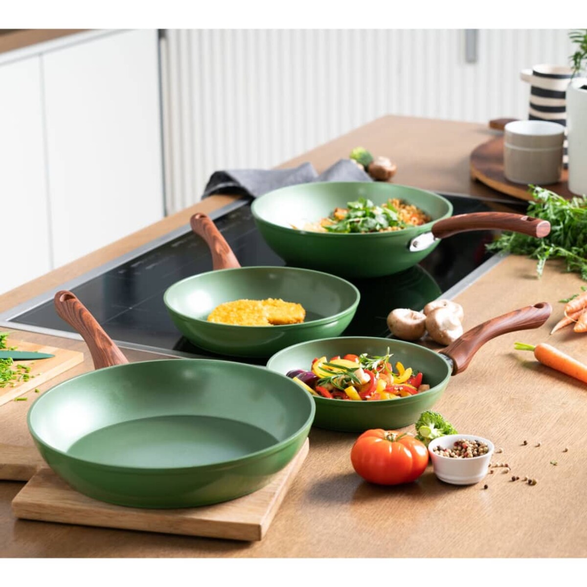 Just Vegan Patelnia ECO CeraVegan, 24 cm, aluminiowa, zielona