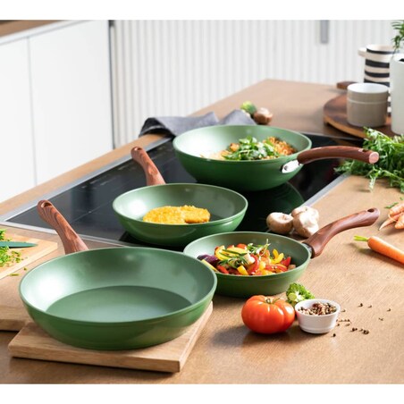 Just Vegan Patelnia ECO CeraVegan, 24 cm, aluminiowa, zielona