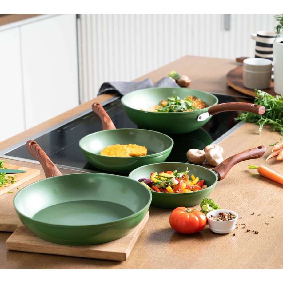 Just Vegan Patelnia ECO CeraVegan, 24 cm, aluminiowa, zielona