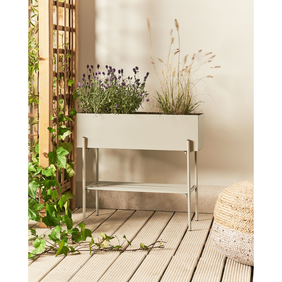 Donica na nóżkach VINCA 70 cm Metal Beżowy