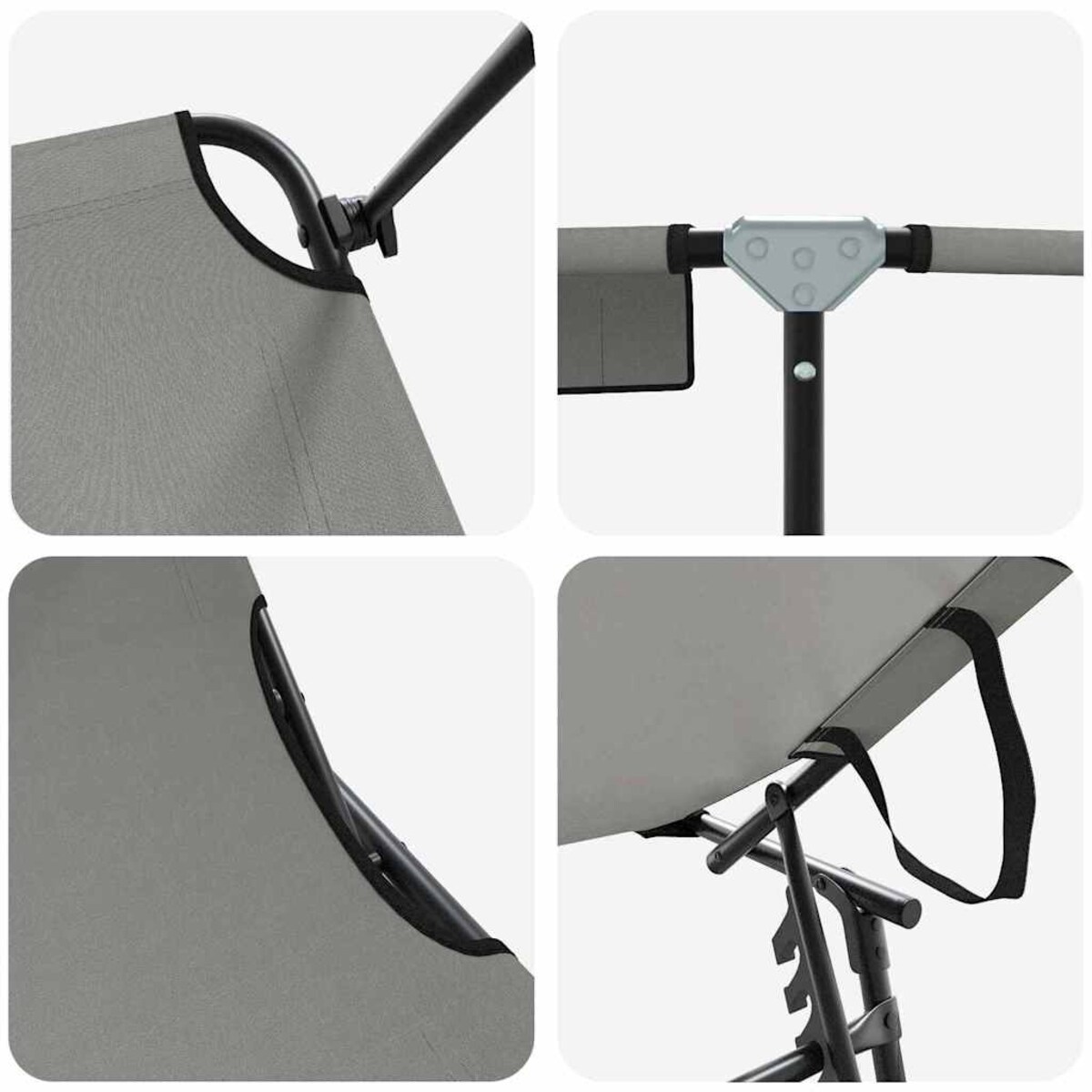 vidaXL Składany leżak z poduszką 1-osoba Szary 56 x 190 x 81cm tkanina