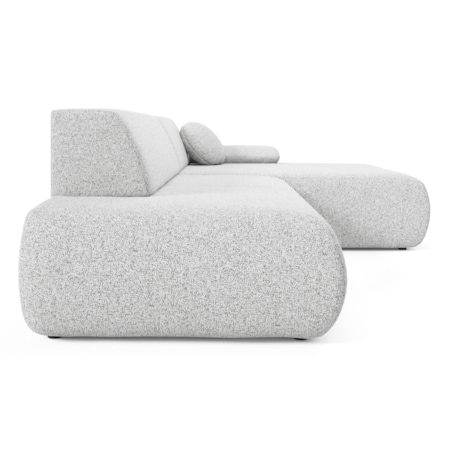 Narożnik rozkładany PENTI z pojemnikiem na pościel, prawy, jasno-szary