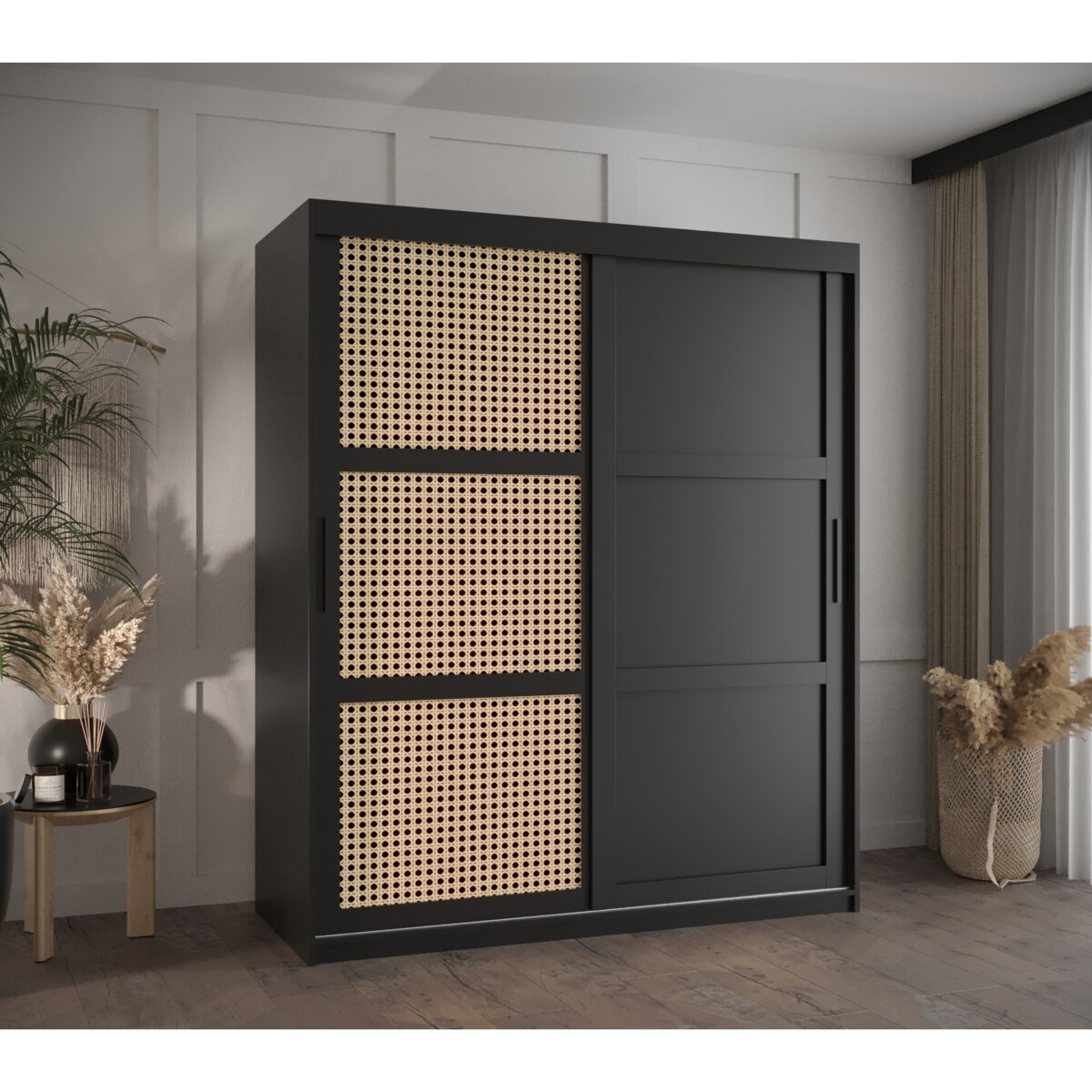 Szafa przesuwna Garderoba PLECIONKA WIEDEŃSKA 3 150 czarny