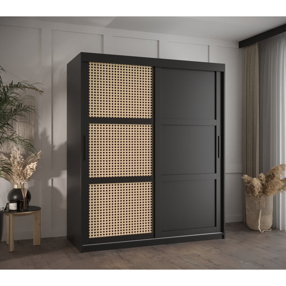 Szafa przesuwna Garderoba PLECIONKA WIEDEŃSKA 3 150 czarny