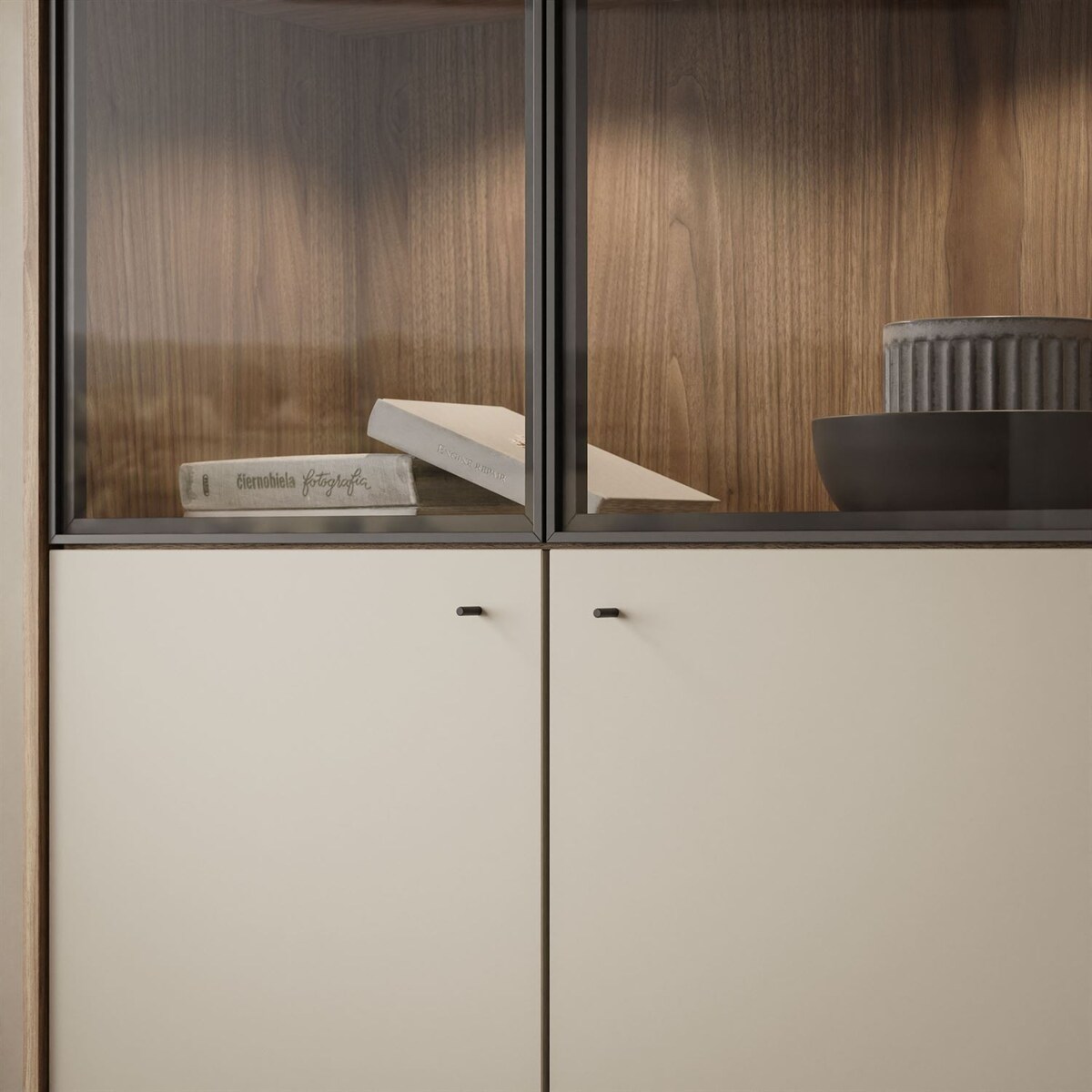 Witryna dwudrzwiowa ISA z oświetleniem LED, glina + columella