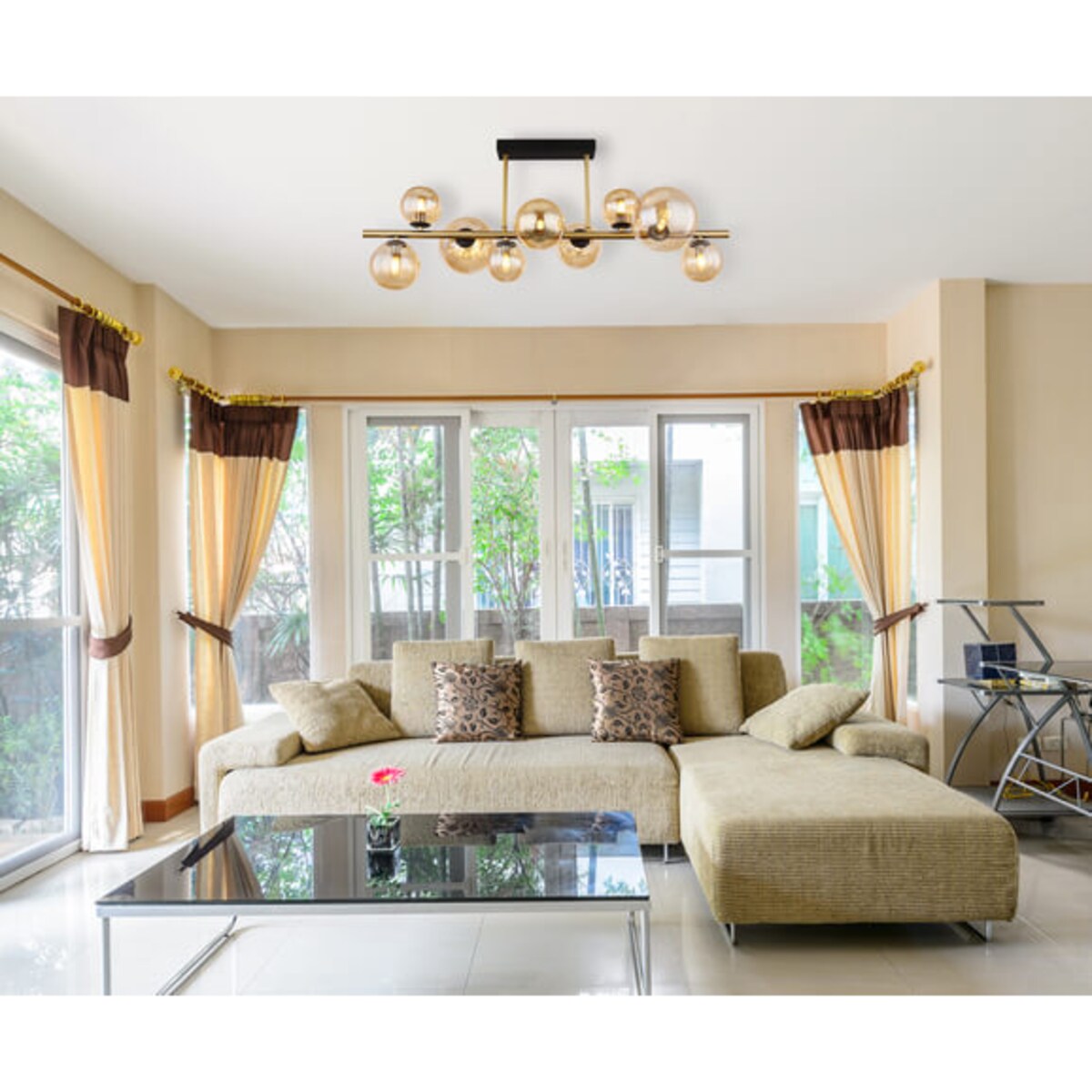 Przysufitowa lampa Riha 56135-9D bubbles czarna bursztynowa