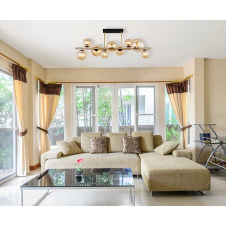 Przysufitowa lampa Riha 56135-9D bubbles czarna bursztynowa