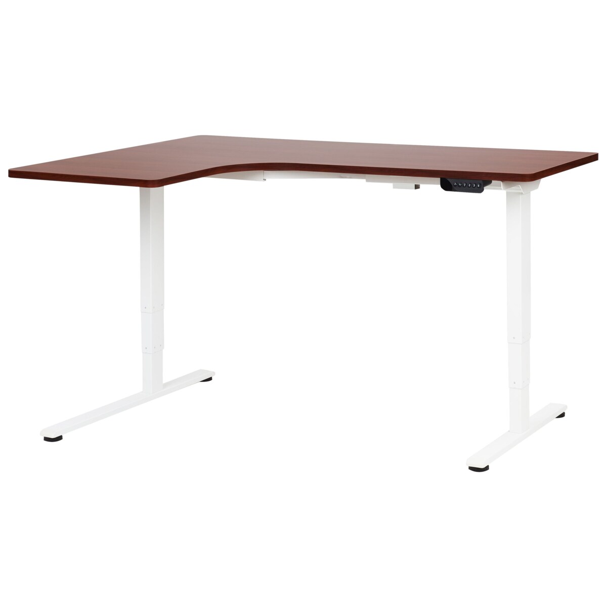 Biurko narożne lewe regulowane elektrycznie 160 x 59 cm ciemnobrązowe z białym DESTINES