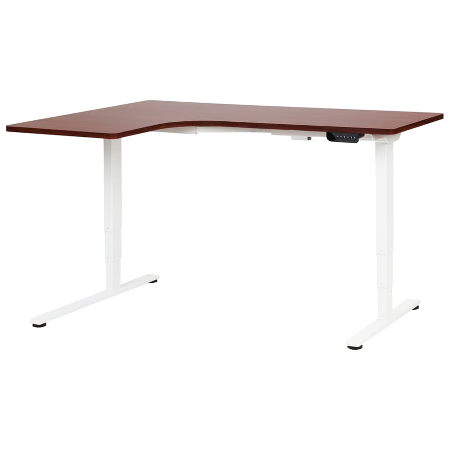 Biurko narożne lewe regulowane elektrycznie 160 x 59 cm ciemnobrązowe z białym DESTINES