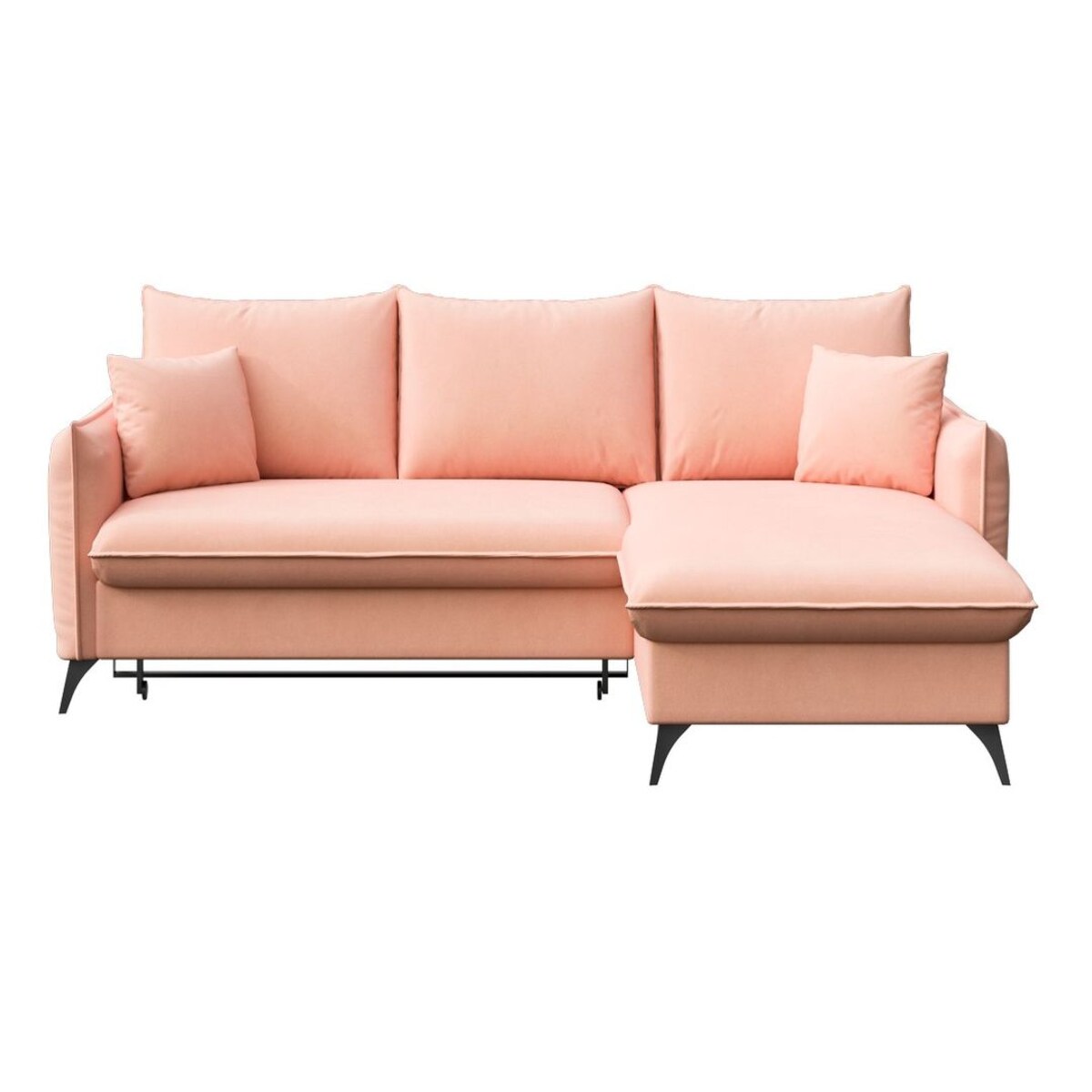 Brim Sofa narożna prawa z funkcją spania i pojemnikiem prawa brzoskwiniowa