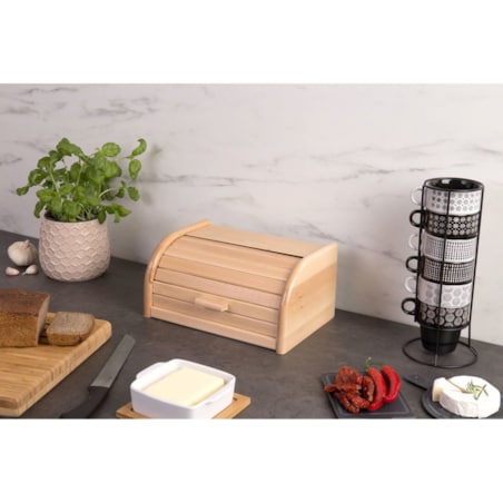 Chlebak z drewna bukowego, drewniany pojemnik na chleb, chlebak retro, pojemnik na pieczywo, chlebak, akcesoria kuchenne, KESPER