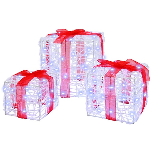 vidaXL Pudełko Prezentowe 3 pcs Zimna biel 20 x 20 x 20 cm Akryl