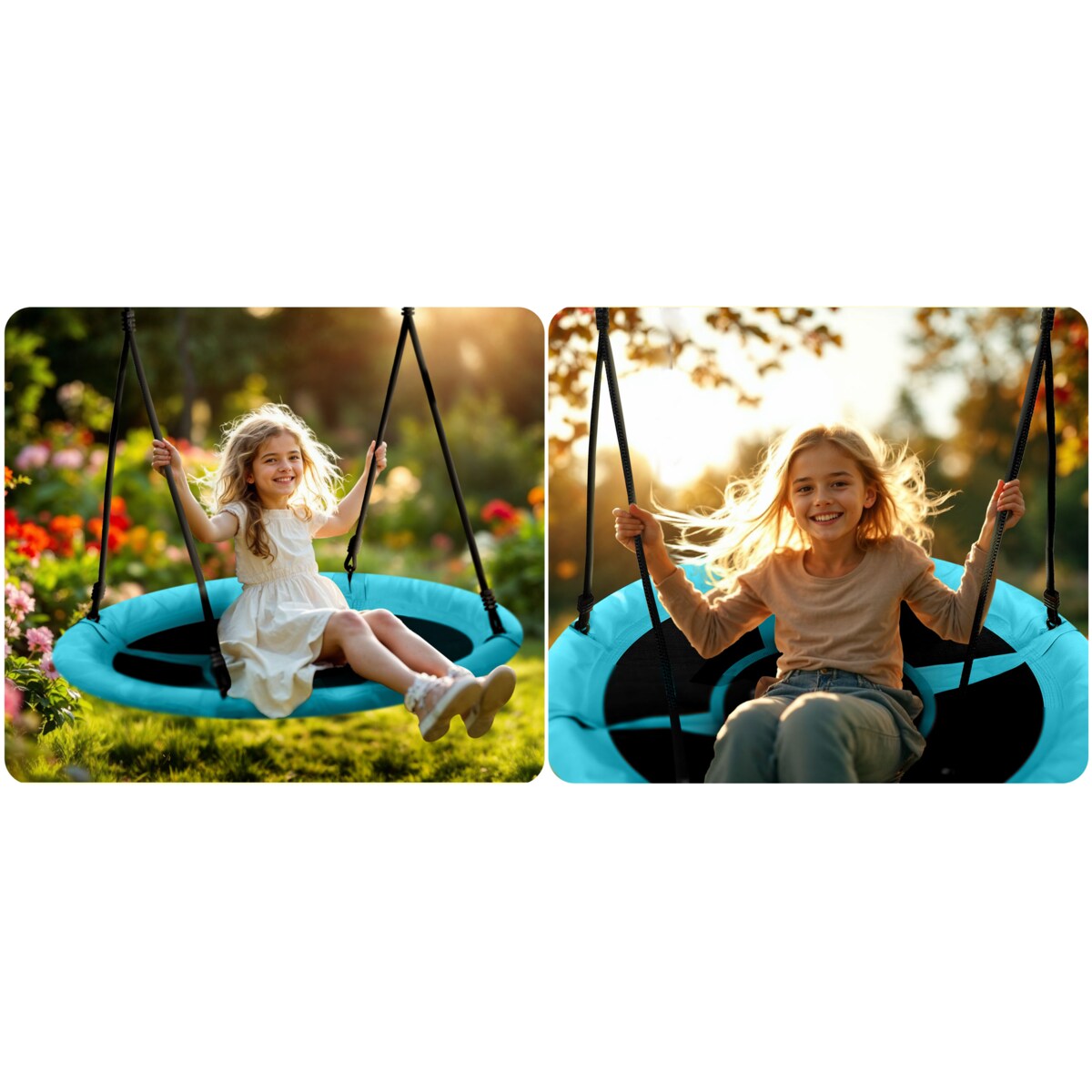 Huśtawka ogrodowa bocianie gniazdo 105 cm Neo-Sport Swingo turkusowa