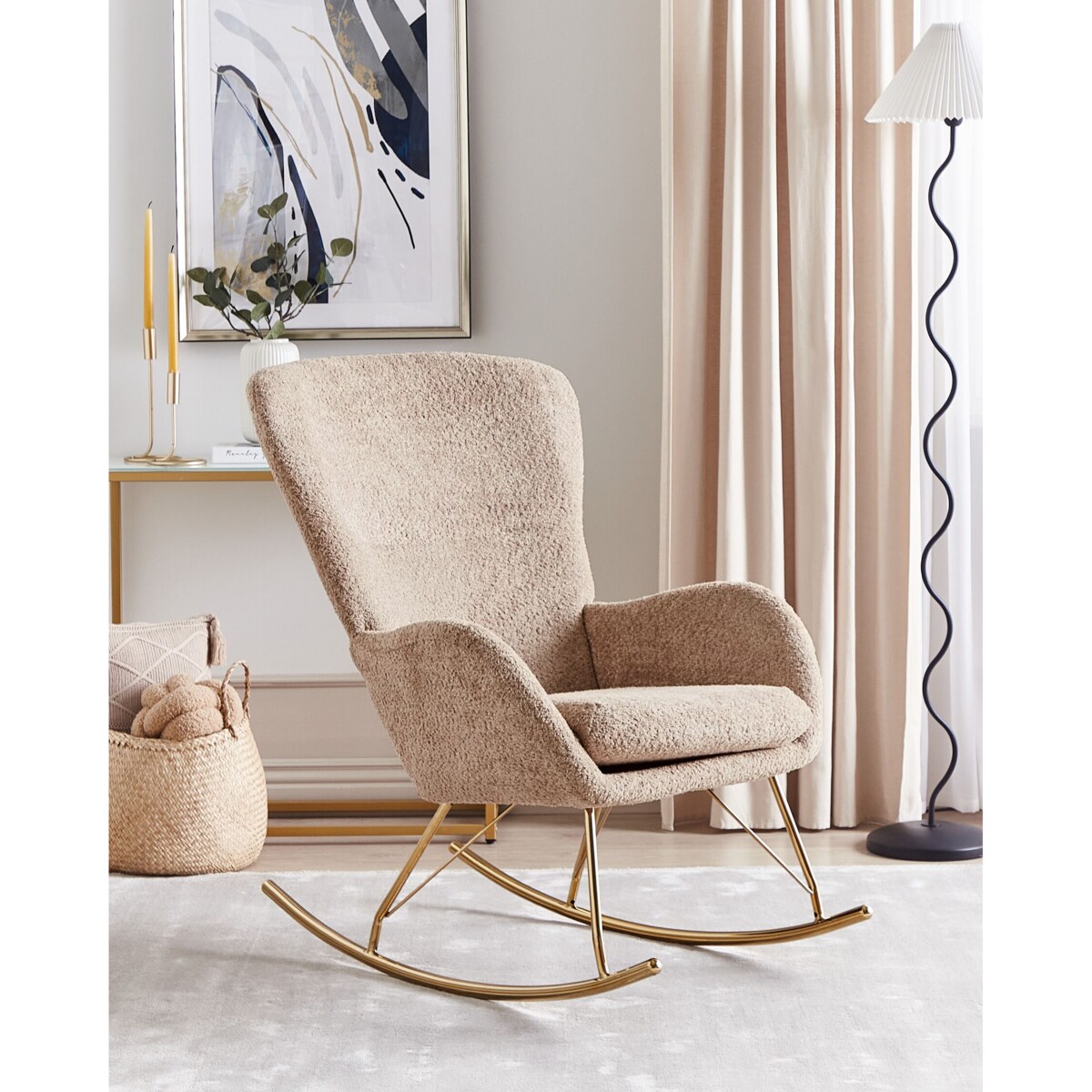 Fotel bujany boucle beżowy OULU