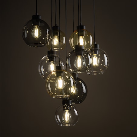 Lampa Wisząca Tk Lighting Cubus Mix 9 Kloszy Szary Bursztyn