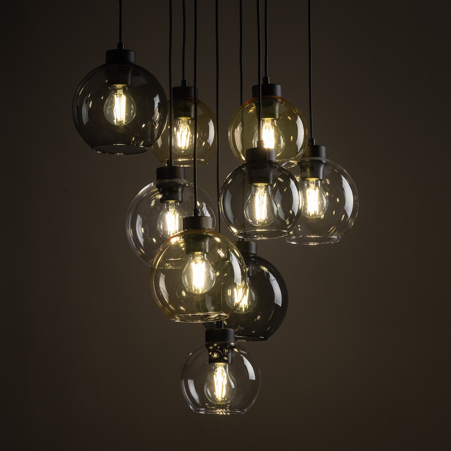 Lampa Wisząca Tk Lighting Cubus Mix 9 Kloszy Szary Bursztyn