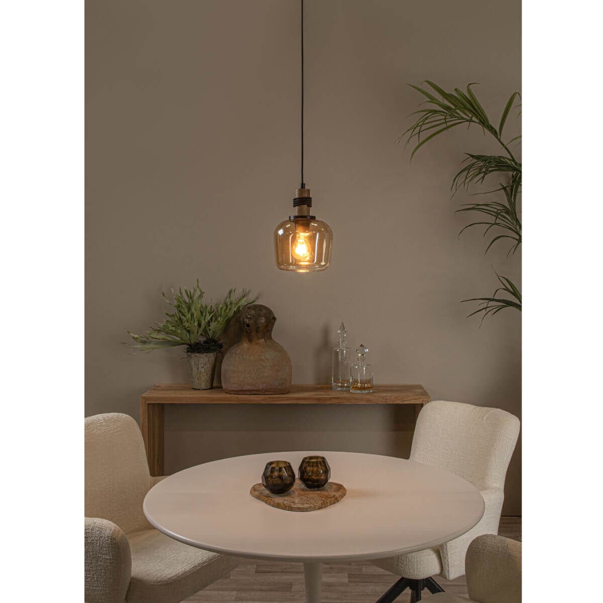 Wisząca lampa Ilona 45408/18/62 Lucide szklana czarny bursztynowy