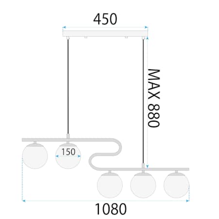 Lampa sufitowa wisząca złota białe kule APP1599-5CP