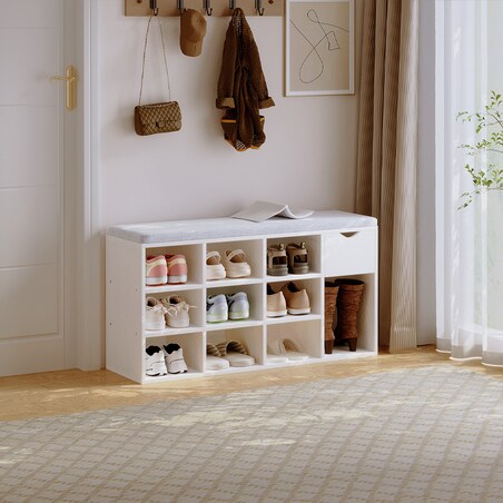 Szafka na buty z siedziskiem loft biała ławka przedpokój nowoczesna 100cm
