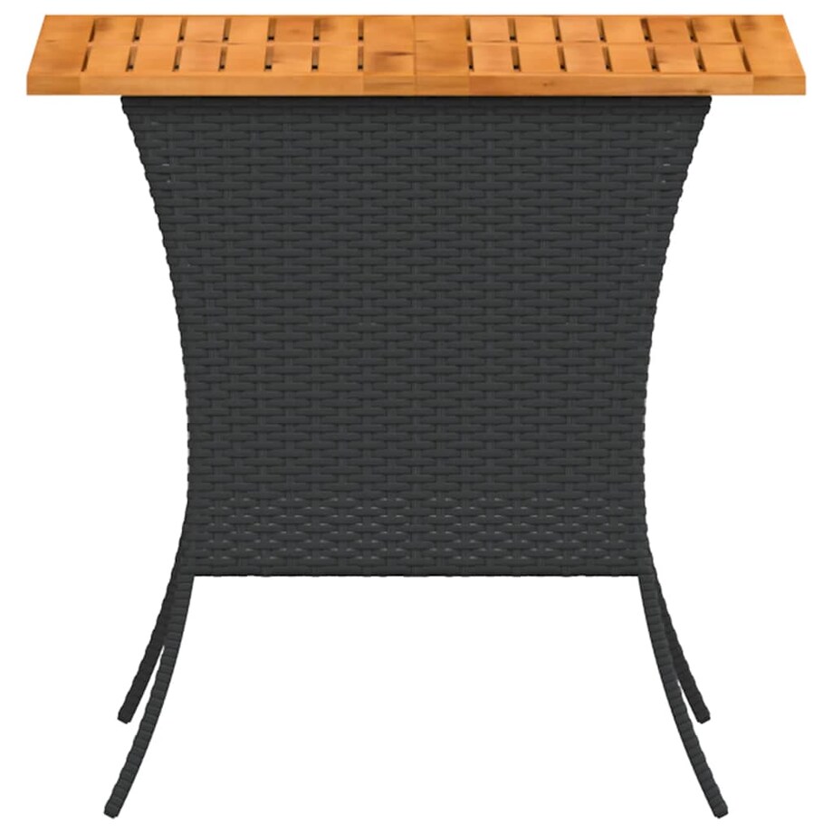 vidaXL Stół ogrodowy z blatem z drewna akacjowego czarny 105x75x72 cm