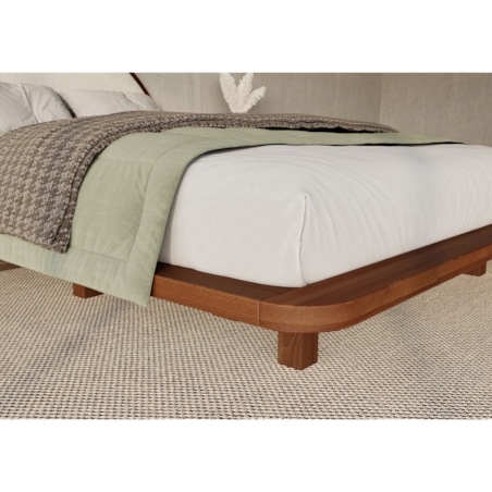 Łóżko lewitujące drewniane bukowe Visby MOMOKO / 160x200 cm, kolor orzech