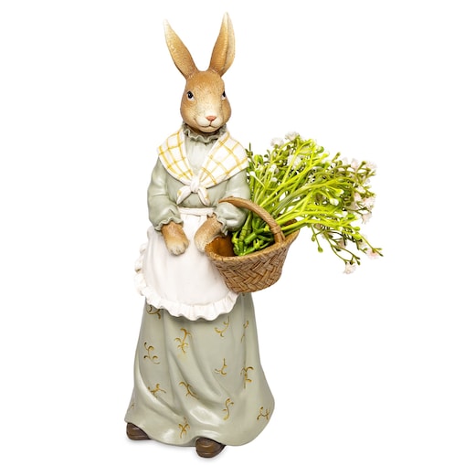 Dekoracja - wiejska króliczka z koszem 31x12x11 cm LAPIN - III