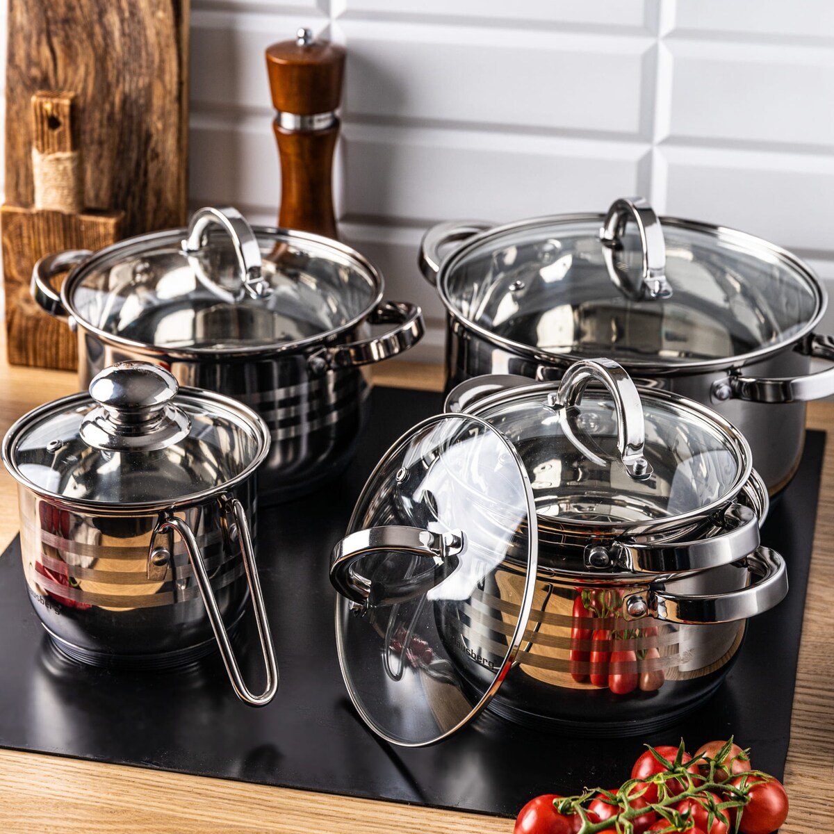 Zestaw garnków stalowych 10 ele. 1.7/2.1/2.9/3.9/6.6L KLAUSBERG
