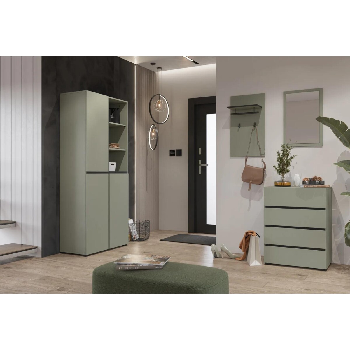 Komoda CROSS 4S 60cm zielona/czarna