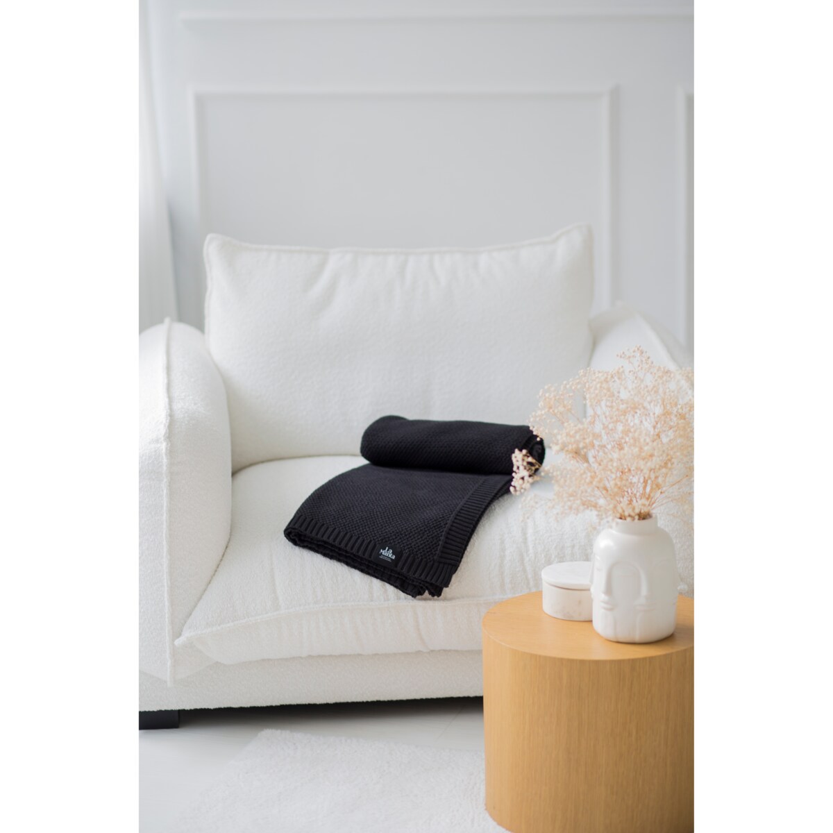 Pled pleciony grafitowy, 130 x 160 cm, La Manta