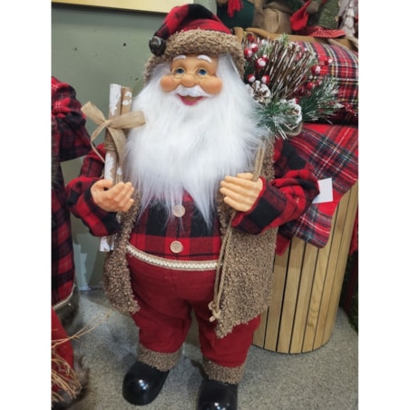 Figurka - Mikołaj w kraciastej koszuli 80x45 cm