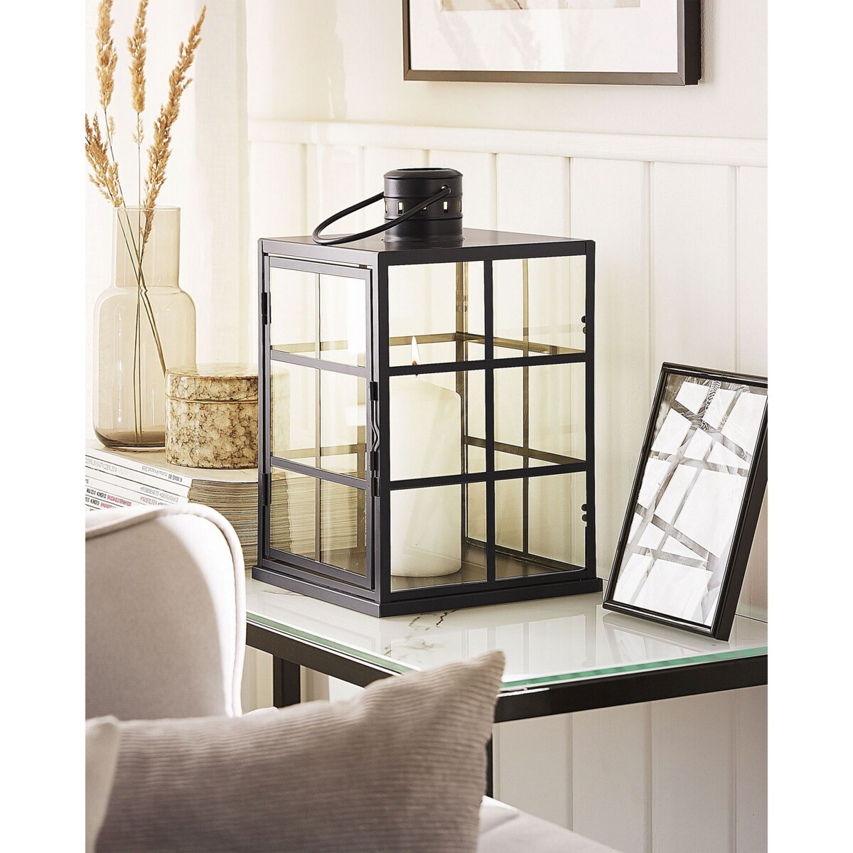 Lampion metalowy 33 cm czarny BINTAN