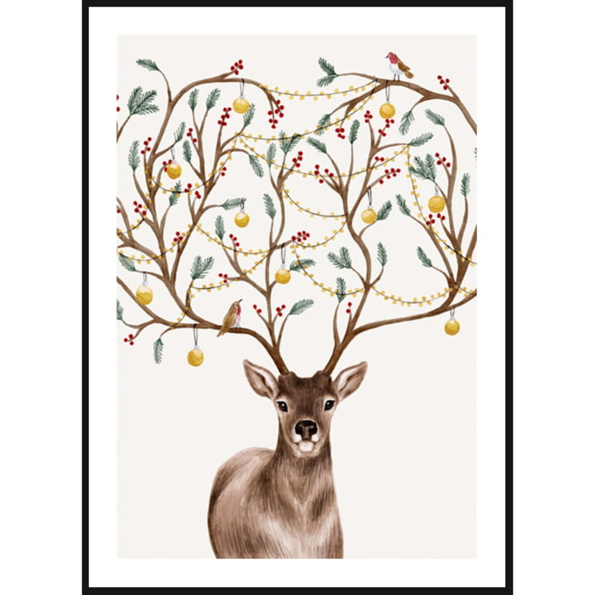 Poster Story, Plakat, Obraz - Jeleń z Lampkami, wymiary 30 x 42 cm