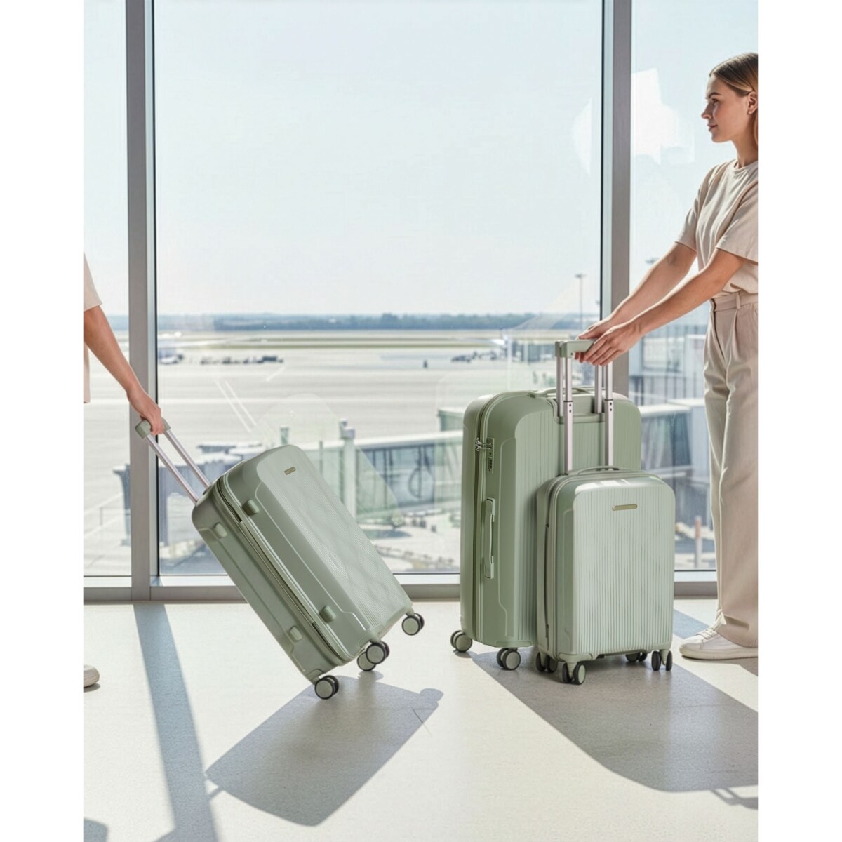 Zestaw 3 walizek TONSAI Jasnozielony