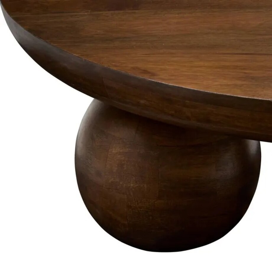 Stolik kawowy z drewna mango, kuliste nogi, brązowy, Abekas, 90 cm