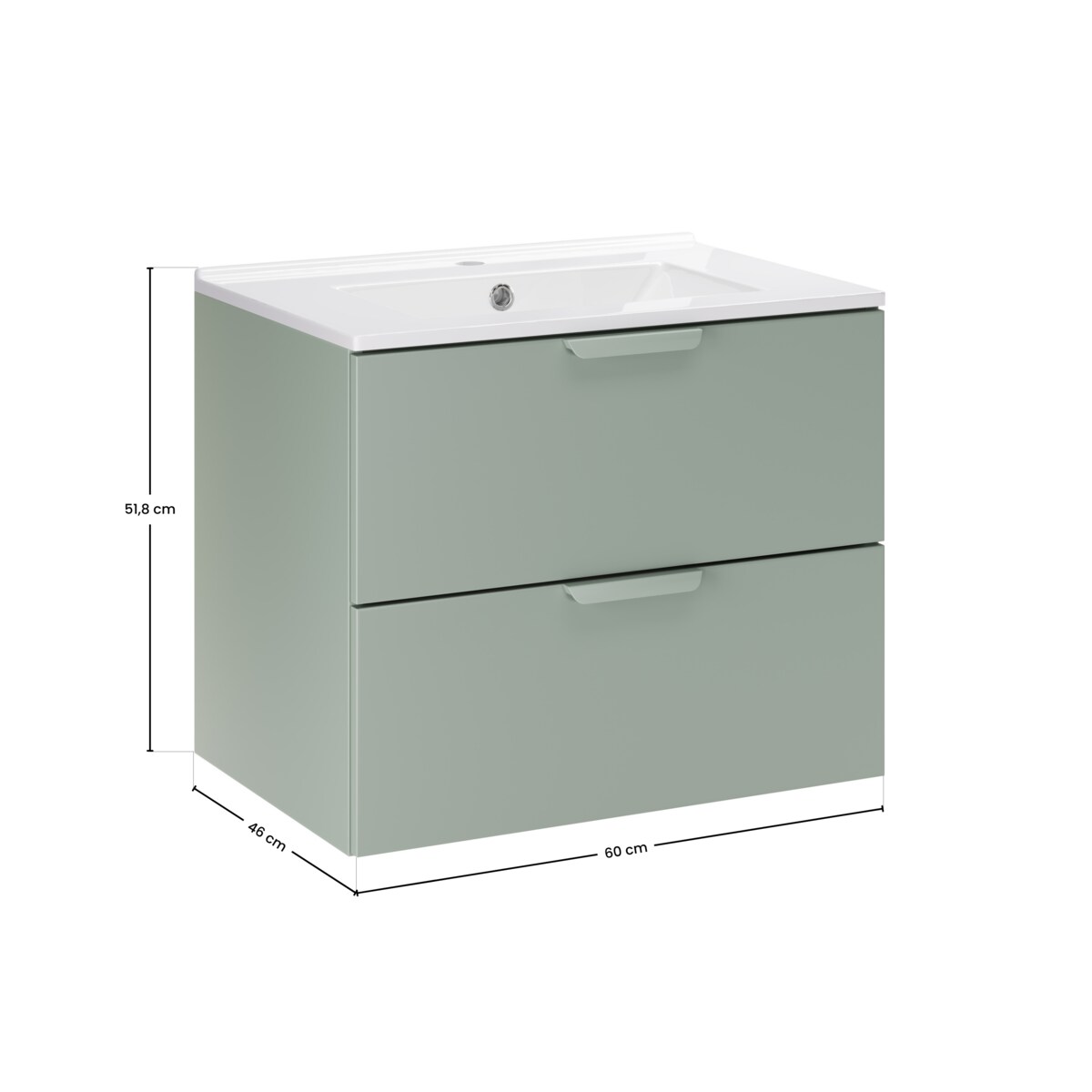 Szafka pod umywalkę Aster GREEN 60 cm z umywalką Lava – matowa zieleń