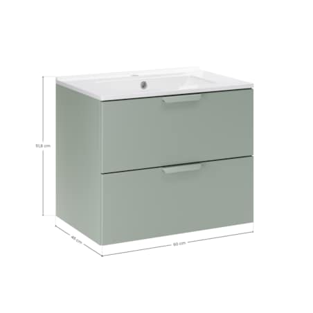 Szafka pod umywalkę Aster GREEN 60 cm z umywalką Lava – matowa zieleń