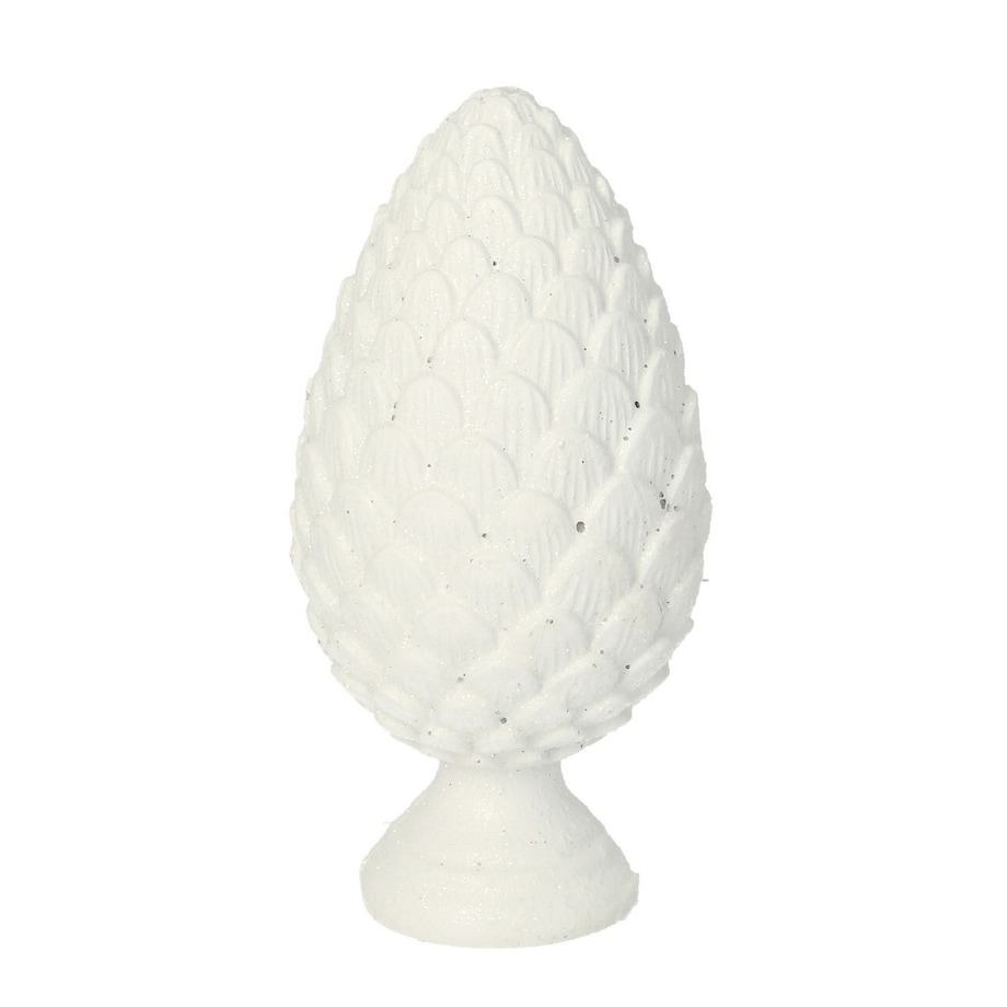 Dekoracja White Cone 13cm boże narodzenie, święta, świąteczne, biały-srebrny, 7 x 13 cm