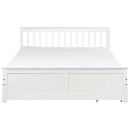 Łóżko ze schowkiem OLENDON 160 x 200 cm Z miejscem do przechowywania Drewno Biały