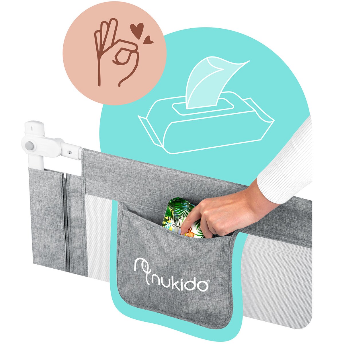 Barierka ochronna do łóżka bramka blokada Nukido 722720