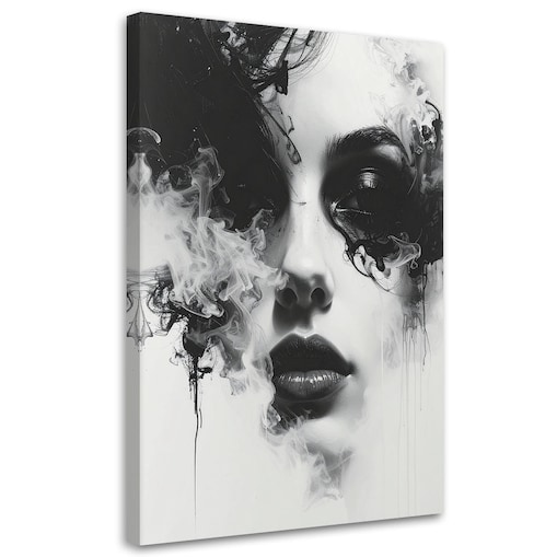 Nowoczesny obraz na płótnie canvas,do salonu sypialni Abstrakcyjny portret kobiety czarno biały 20x30 cm