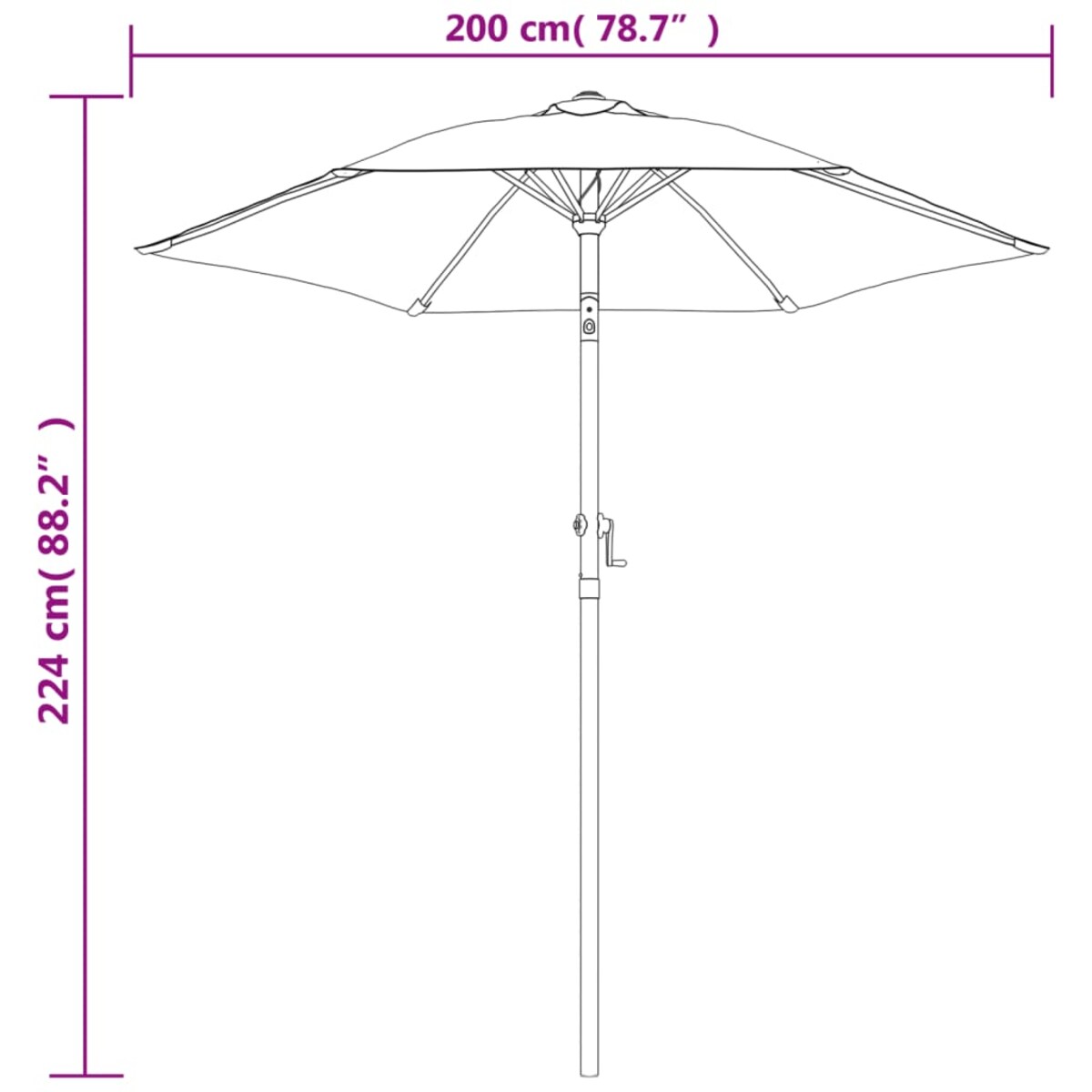 vidaXL Parasol, antracytowy, 200x224 cm, aluminium