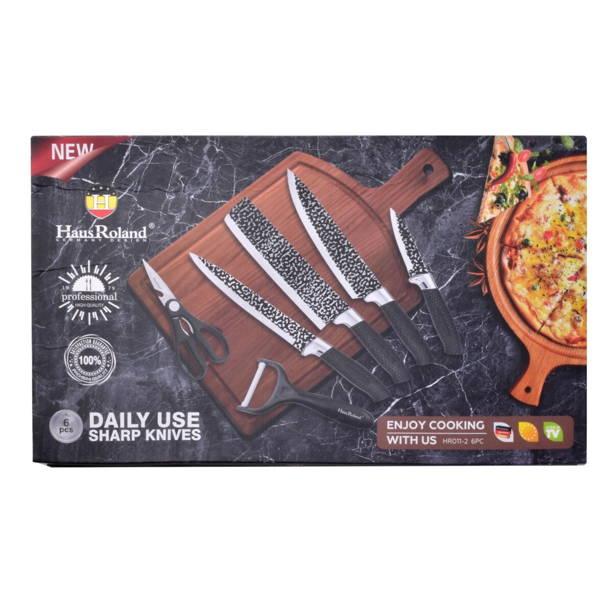 BASIC KITCHEN Komplet 4 noży, 1 nożyczki