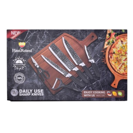 BASIC KITCHEN Komplet 4 noży, 1 nożyczki