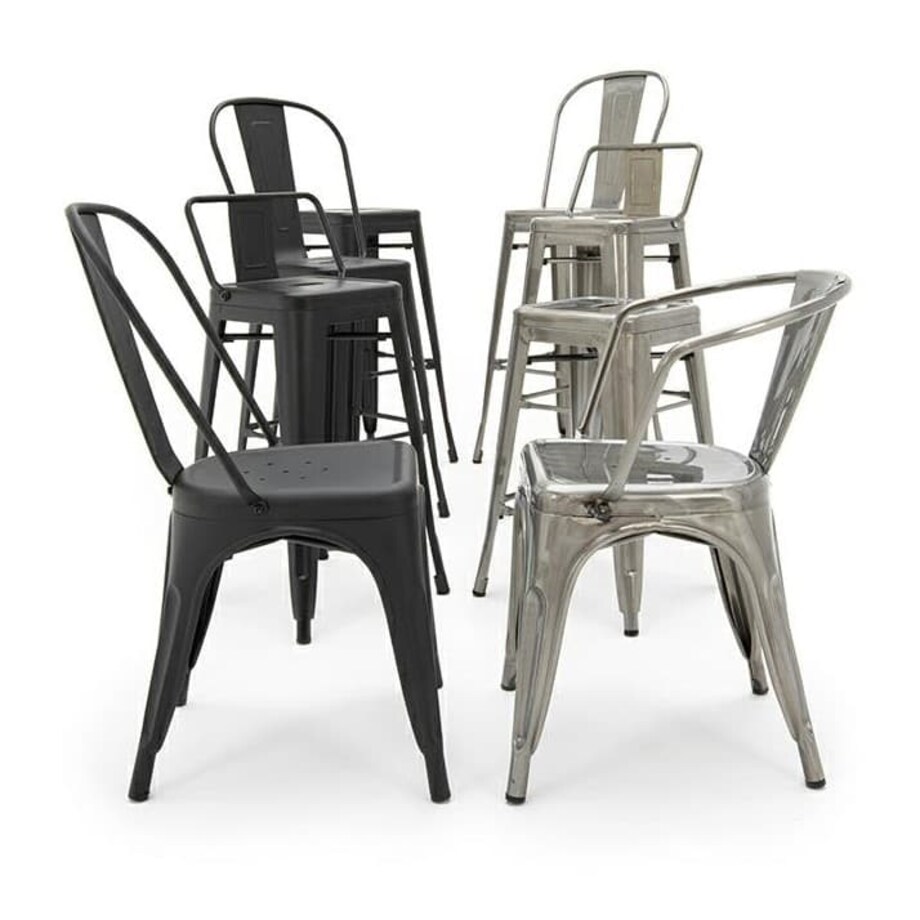 Barowe krzesło z oparciem Tower back KH010100970 King Home hoker metaliczny