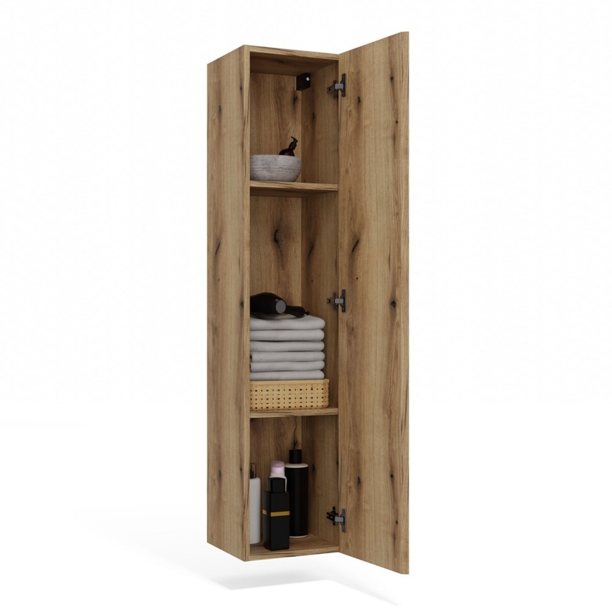 SZAFKA ŁAZIENKOWA WISZĄCA SŁUPEK REGAŁ TIGO 1D DĄB EVOKE RYFLOWANY FRONT