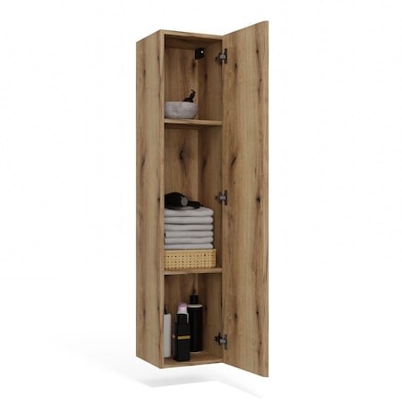 SZAFKA ŁAZIENKOWA WISZĄCA SŁUPEK REGAŁ TIGO 1D DĄB EVOKE RYFLOWANY FRONT