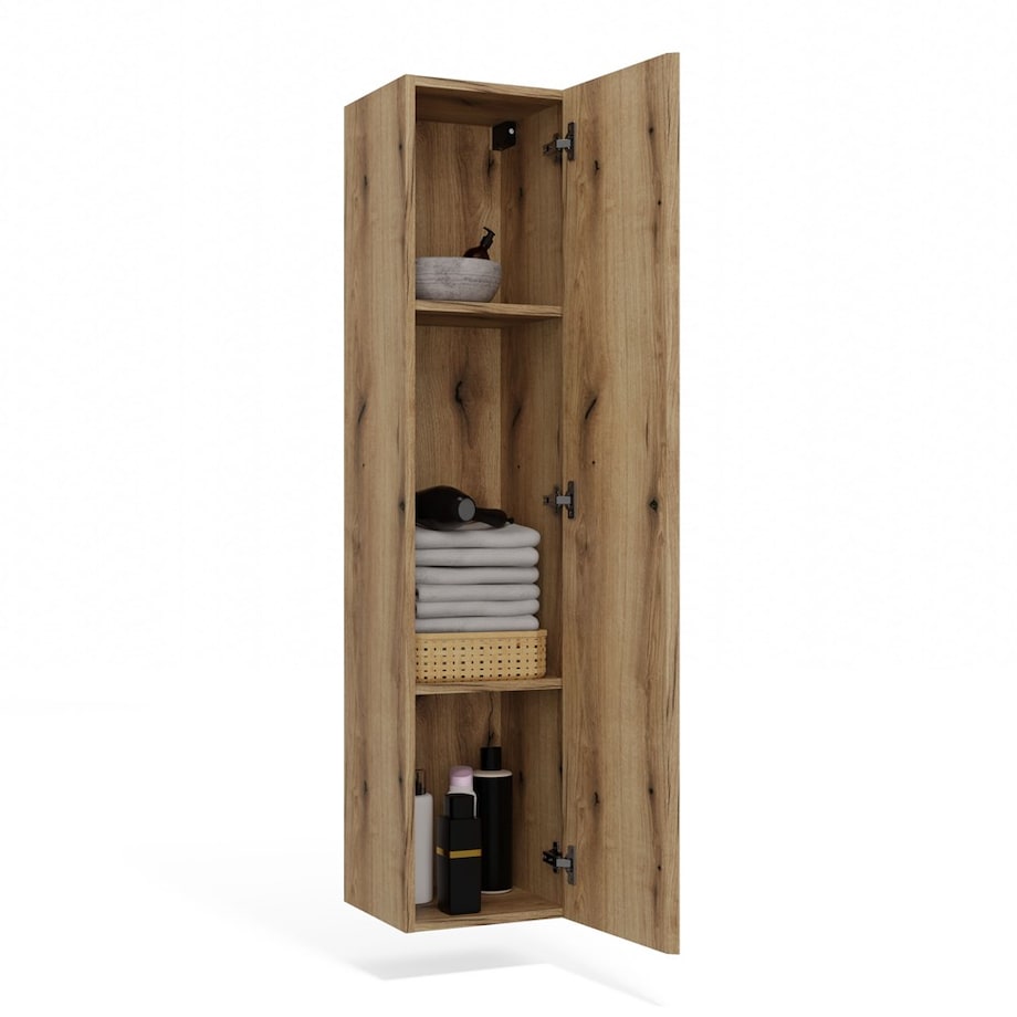 SZAFKA ŁAZIENKOWA WISZĄCA SŁUPEK REGAŁ TIGO 1D DĄB EVOKE RYFLOWANY FRONT