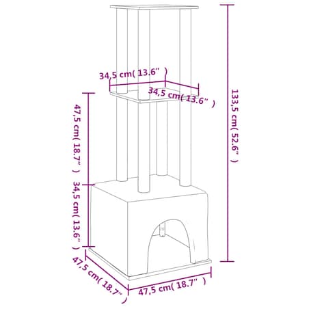 vidaXL Drapak dla kota z sizalowymi słupkami, jasnoszary, 133,5 cm